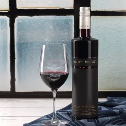 Wein - Geschenkset zum 35. Geburtstag mit graviertem Glas und Flasche