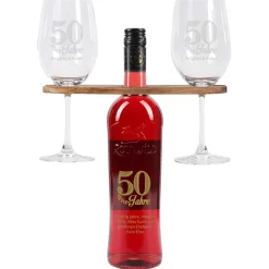 Wein-Geschenkset zur goldenen Hochzeit mit Wunschtext und Namen des Paares