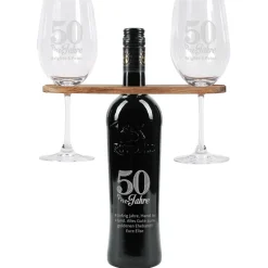Wein-Geschenkset zur goldenen Hochzeit mit Wunschtext und Namen des Paares