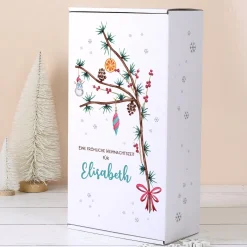 Wein-Geschenkset zu Weihnachten mit Biorebe Wein, Weinglas in festlicher Geschenkbox | 3 Sorten