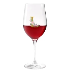 Weinglas mit Rosen-Monogramm und Name