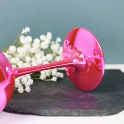Weinhorn - glänzender, pinker Weinkelch mit Knuddelhorn und Name