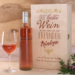 Weinset für die Liebsten mit Bree Weinflasche und Weinglas