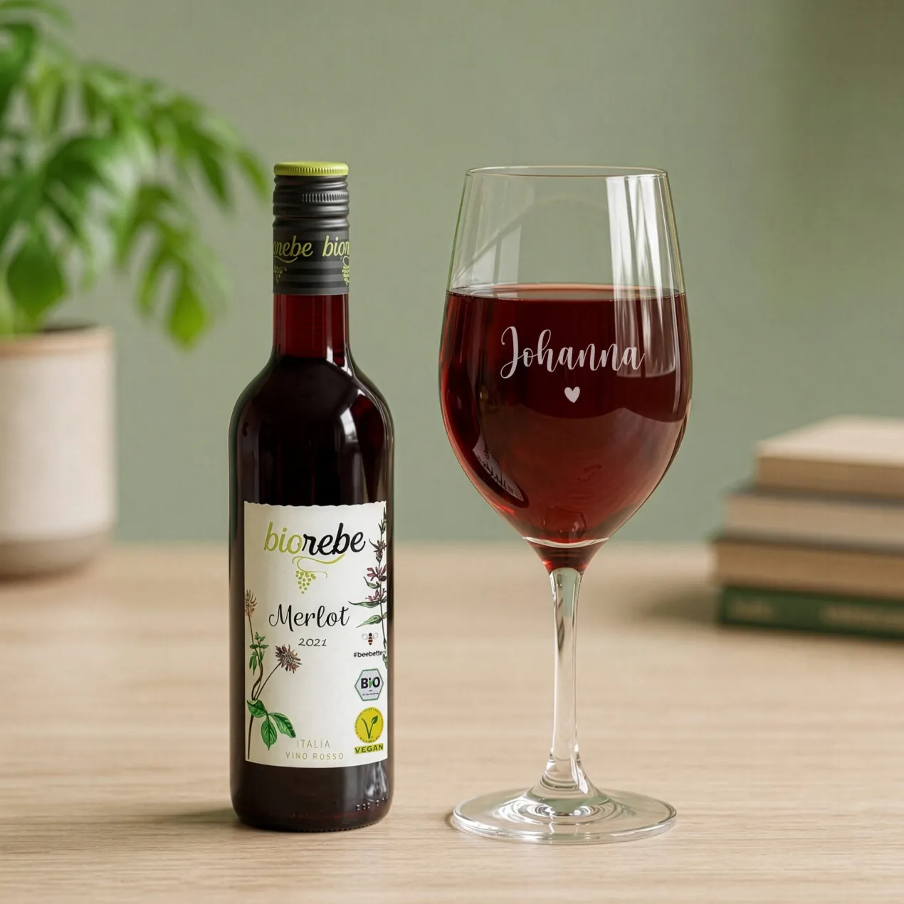 Weinset - Kleines Dankeschön - mit Weinglas, Wein und Verpackung