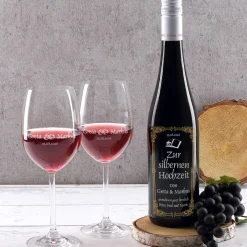 Weinset mit persönlicher Gravur zur Silberhochzeit