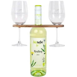 Wein-Set mit zwei Weingläsern, Weinbutler und bienenfreundlichem Biorebe Wein | Geschenk zur Hochzeit