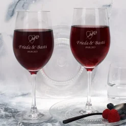 Wein-Set mit zwei Weingläsern, Weinbutler und bienenfreundlichem Biorebe Wein | Geschenk zur Hochzeit