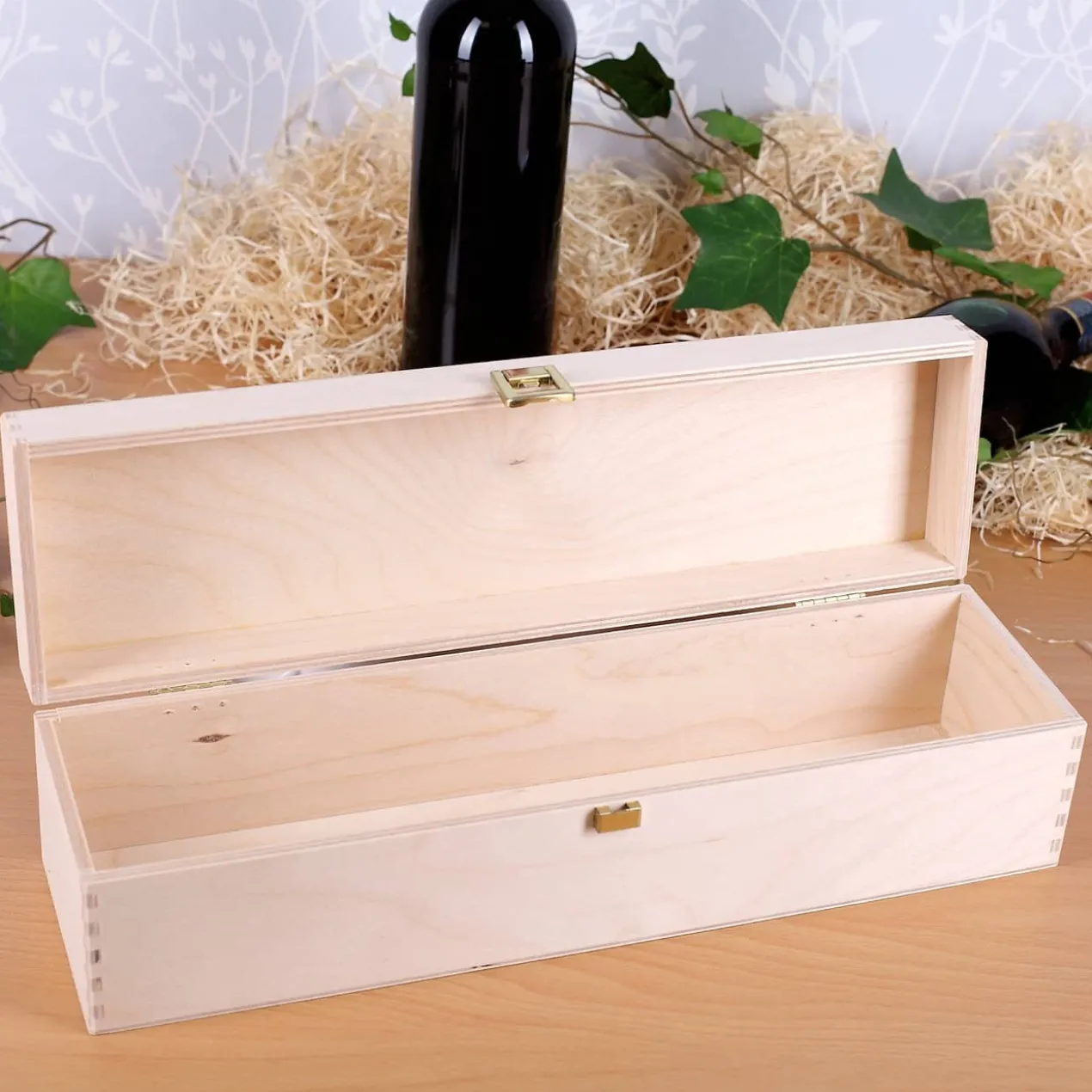 Weinverpackung aus Holz mit Gravur - Vielen Dank -