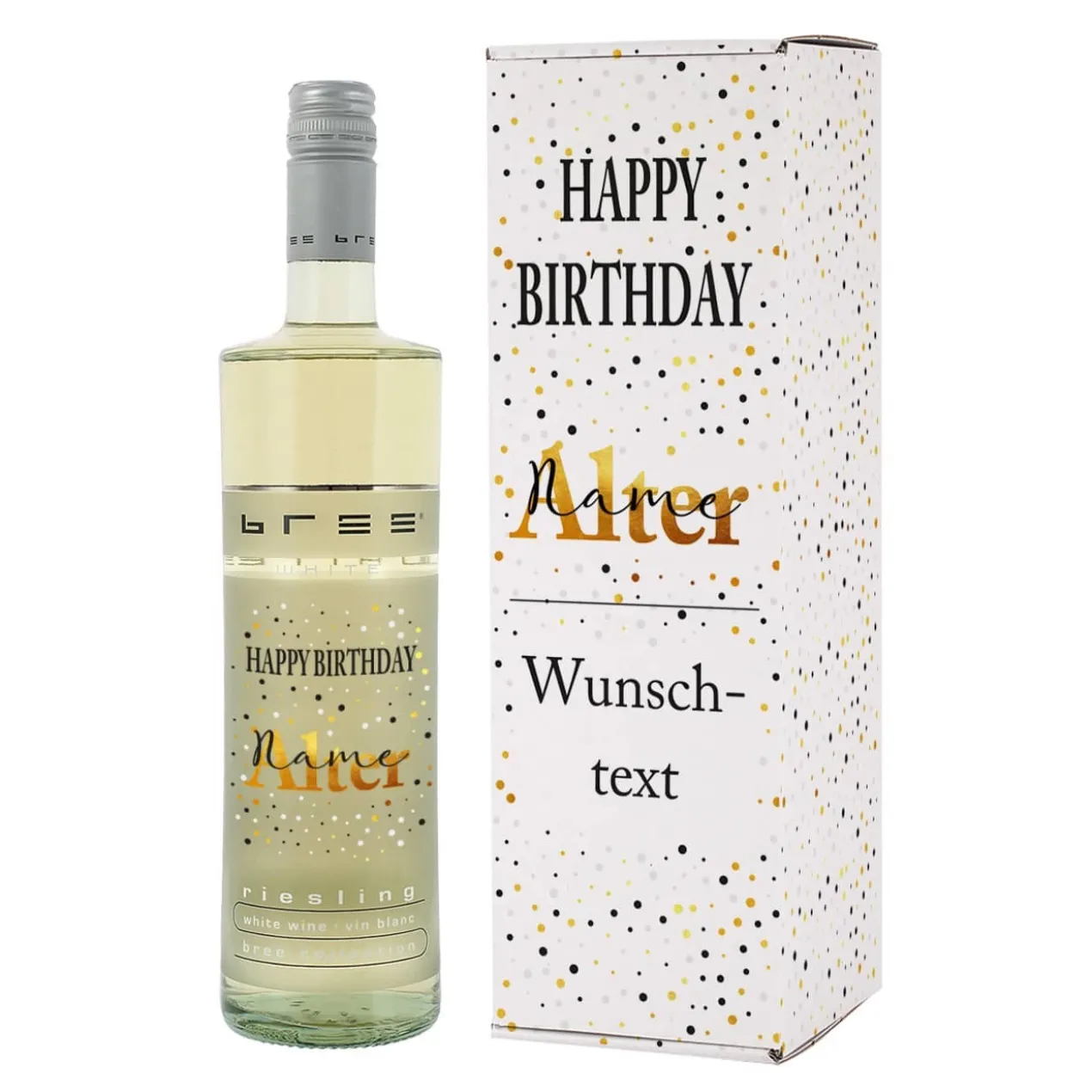 Weinverpackung mit BREE Weinflasche zum Geburtstag - mit persönlichem Aufdruck