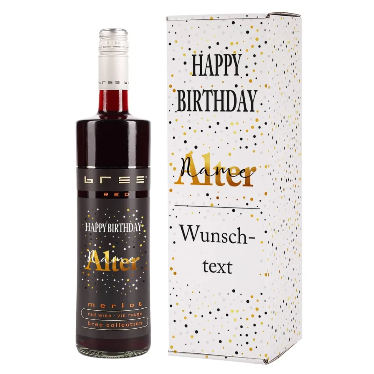 Weinverpackung mit BREE Weinflasche zum Geburtstag - mit persönlichem Aufdruck