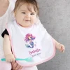Weiß/rosa Lätzchen mit Sternzeichen, Name und Datum
