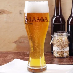 Weizenbierglas für die beste Mama mit Namen der Kinder bedruckt