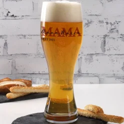Weizenbierglas für die beste Mama mit Namen der Kinder bedruckt