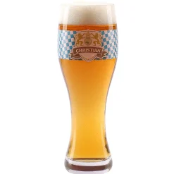 Weizenbierglas mit Wappen und Löwen bedruckt