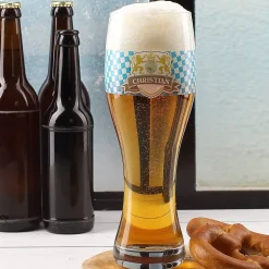 Weizenbierglas mit Wappen und Löwen bedruckt