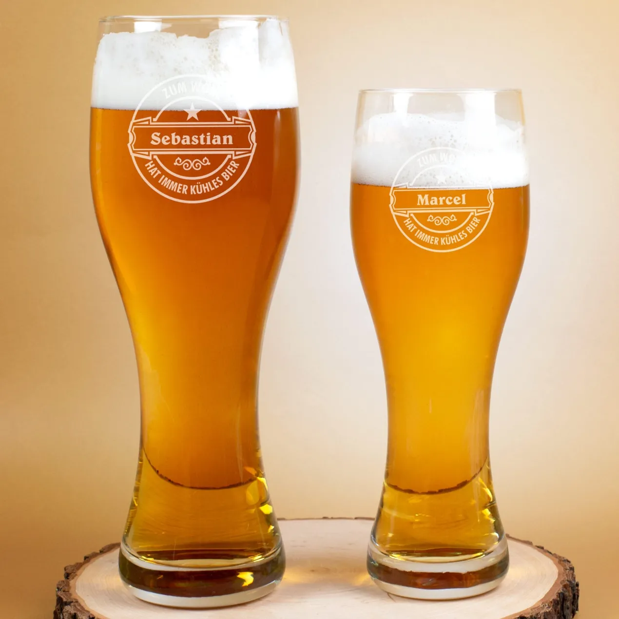 Weizenbierglas von Leonardo mit Wunschnamen - Zum Wohl - 2 Größen wählbar