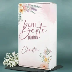 Weltbeste Mama - Lillet Geschenkset mit Weinglas und blumigen Frühlingsmotiv