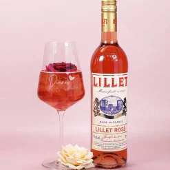Weltbeste Mama - Lillet Geschenkset mit Weinglas und blumigen Frühlingsmotiv
