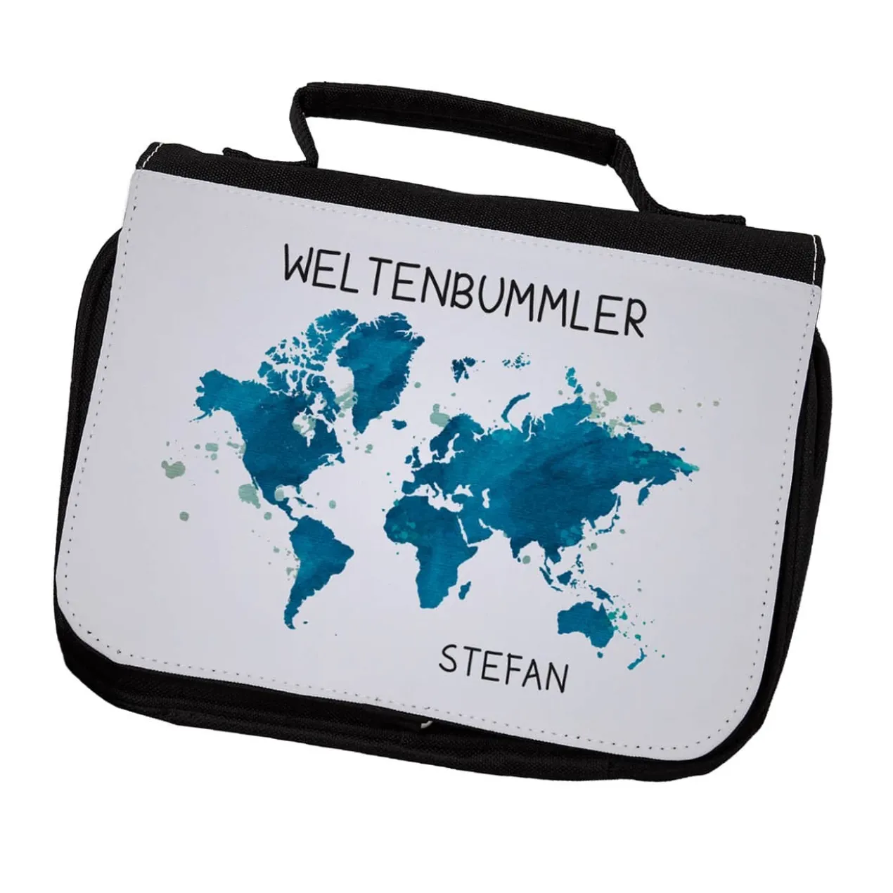 Weltenbummler - Kulturtasche mit Name bedruckt