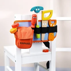 Werkzeuggürtel für Kinder mit Holzwerkzeugen und Namensaufdruck