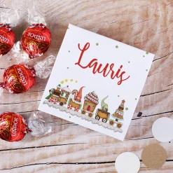 Wichtel Weihnachtszug - 4 Lindorkugeln in persönlicher Verpackung - mit Name
