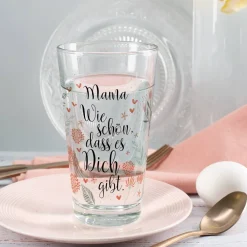 Wie schön, dass es Dich gibt - bedrucktes Trinkglas mit Name