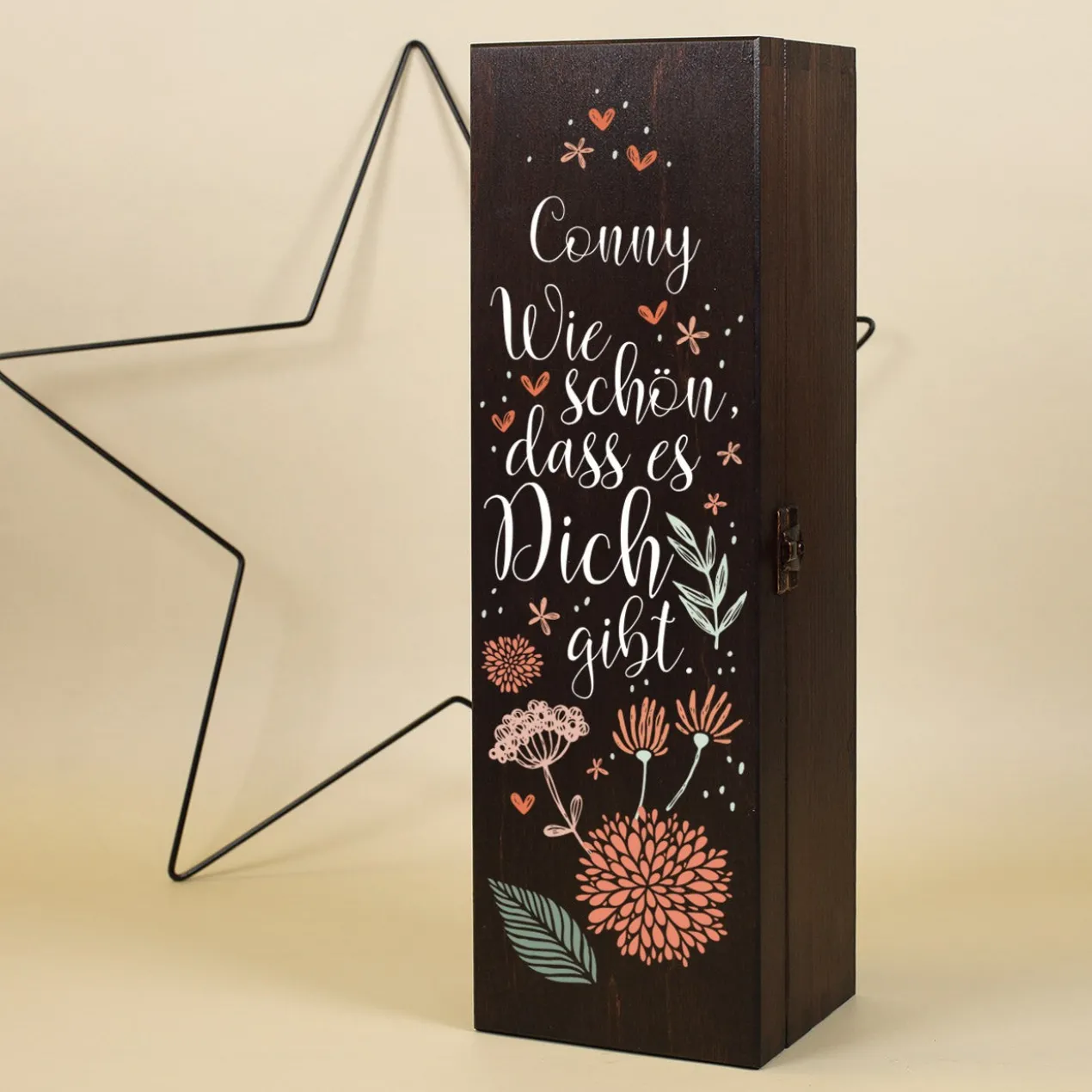 Wie schön, dass es Dich gibt. - Bienenfreundlicher Biorebe Wein in personalisierter Holzbox
