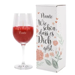 Wie schön, dass es Dich gibt - Duftkerze im Weinglas mit Verpackung