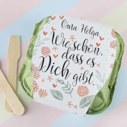 Wie schön, dass es Dich gibt. - 4 gefüllte Schokoeier im Eierkarton | 4 Löffeleier