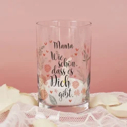 Wie schön, dass es Dich gibt. - kleines Windlicht mit Ihrem Wunschnamen
