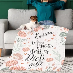 Wie schön, dass es Dich gibt. - kleine Kuscheldecke mit Ihrem Wunschnamen