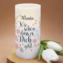 Wie schön, dass es Dich gibt. - LED Echtwachskerze mit Namensaufdruck
