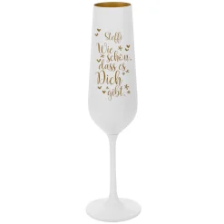 Wie schön, dass es Dich gibt. - Sektglas in weiß-gold mit Ihrem Wunschnamen