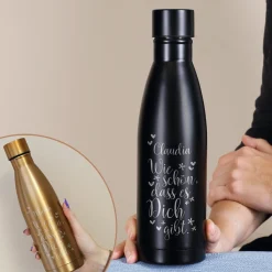 Wie schön, dass es Dich gibt. - Thermosflasche in zwei Farben mit Namensgravur