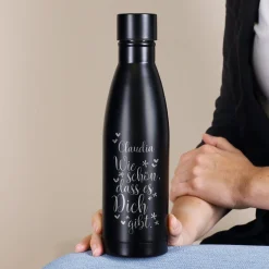 Wie schön, dass es Dich gibt. - Thermosflasche in zwei Farben mit Namensgravur
