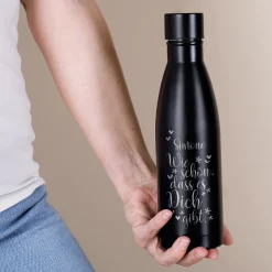 Wie schön, dass es Dich gibt. - Thermosflasche in zwei Farben mit Namensgravur