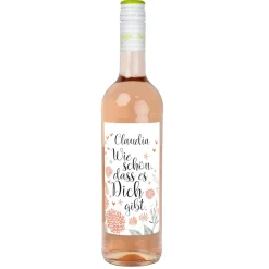 Wie schön, dass es Dich gibt - Weinflasche mit Namensaufdruck | Biorebe Wein