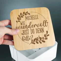Wie wundervoll bist du denn bitte? - Box mit Spiegel und Ihrem Wunschnamen