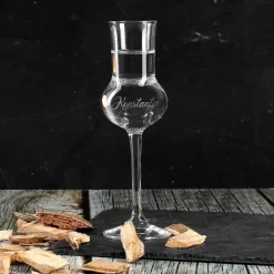 Williamsbirne Schnaps mit graviertem Edelbrandglas in bedruckter Metallbox