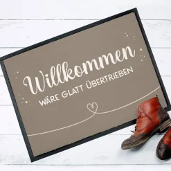 Willkommen Fußmatte mit Herz und Wunschtext