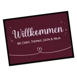 Willkommen Fußmatte mit Herz und Wunschtext
