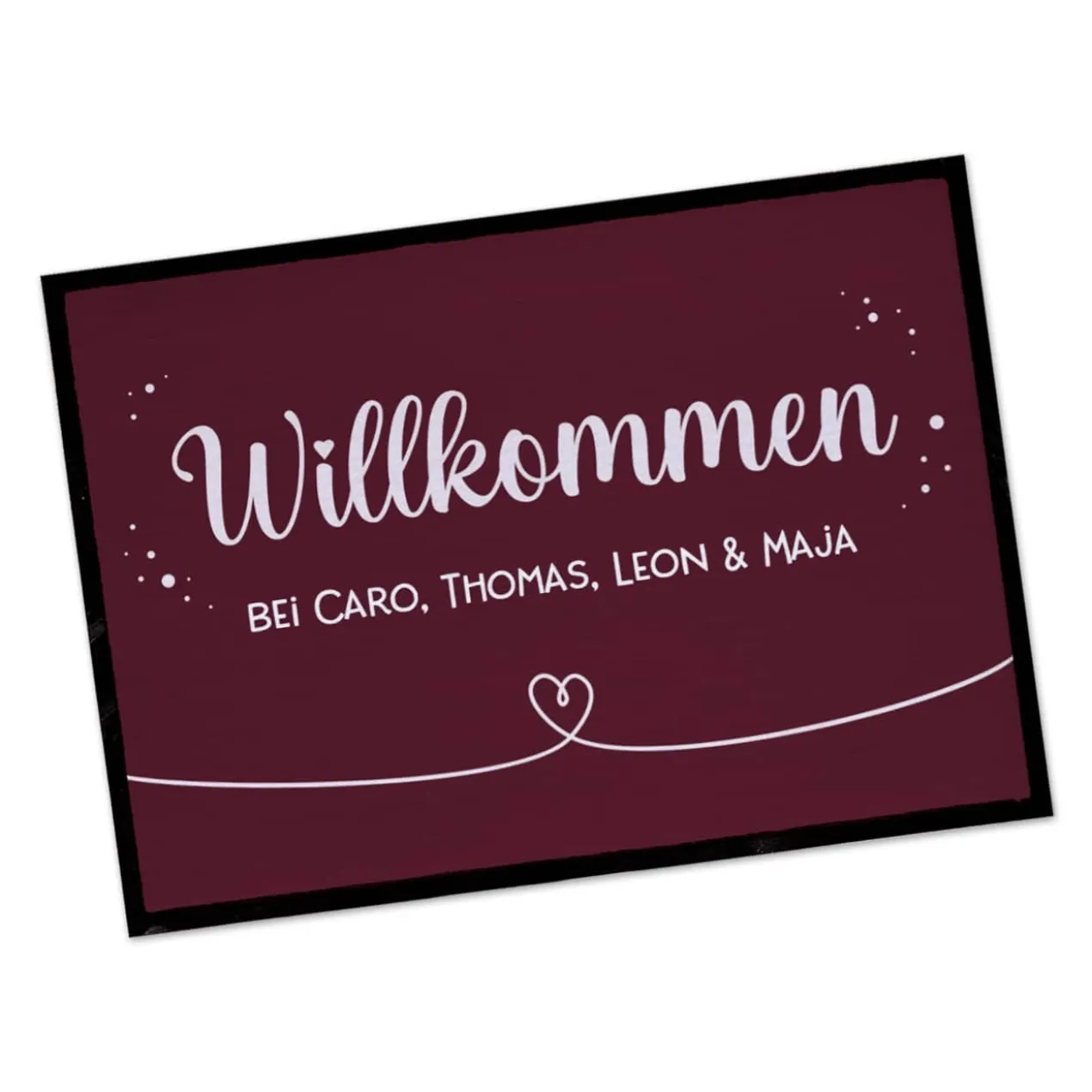 Willkommen Fußmatte mit Herz und Wunschtext