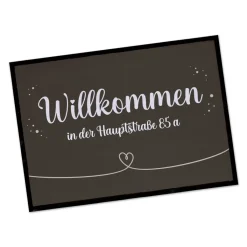Willkommen Fußmatte mit Herz und Wunschtext