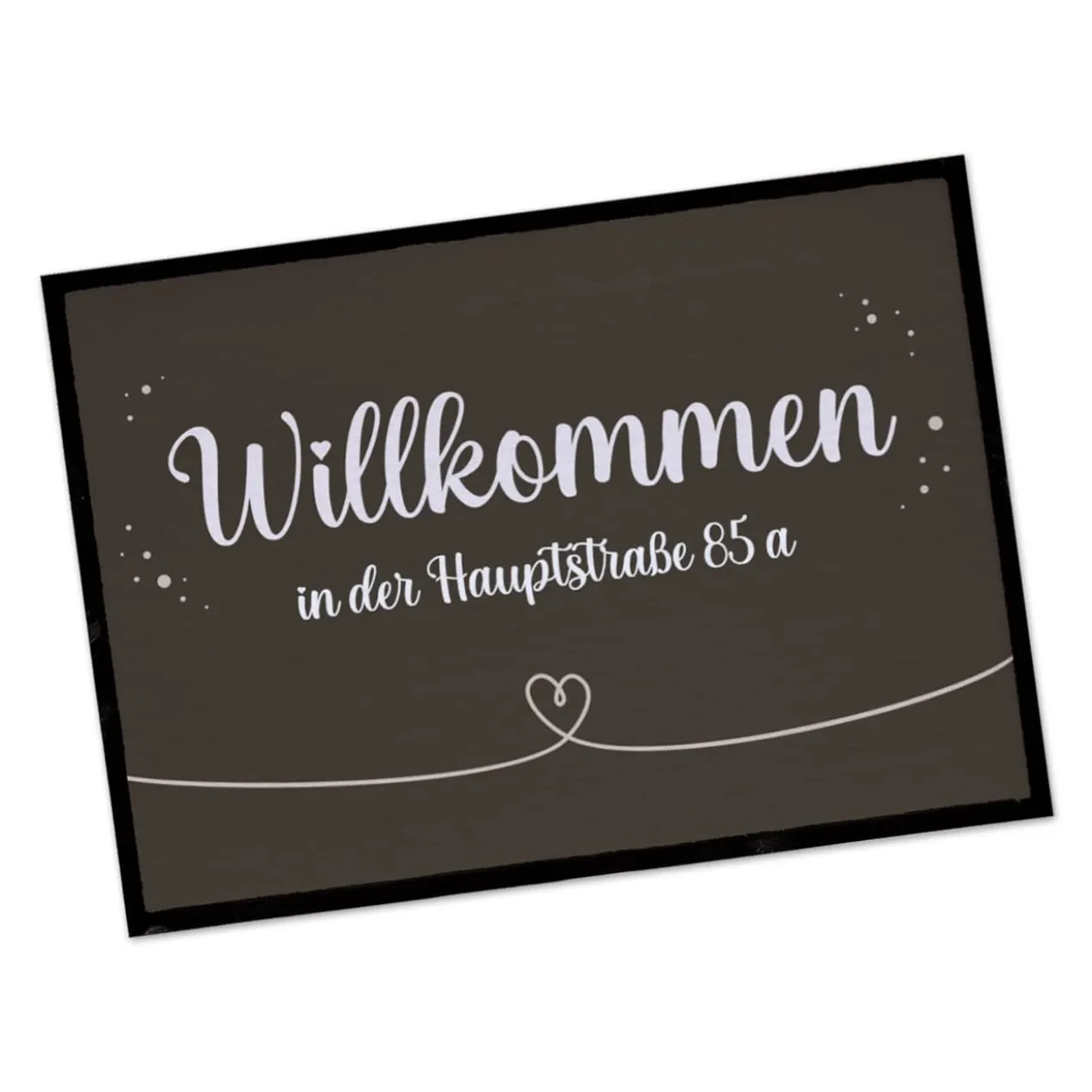 Willkommen Fußmatte mit Herz und Wunschtext