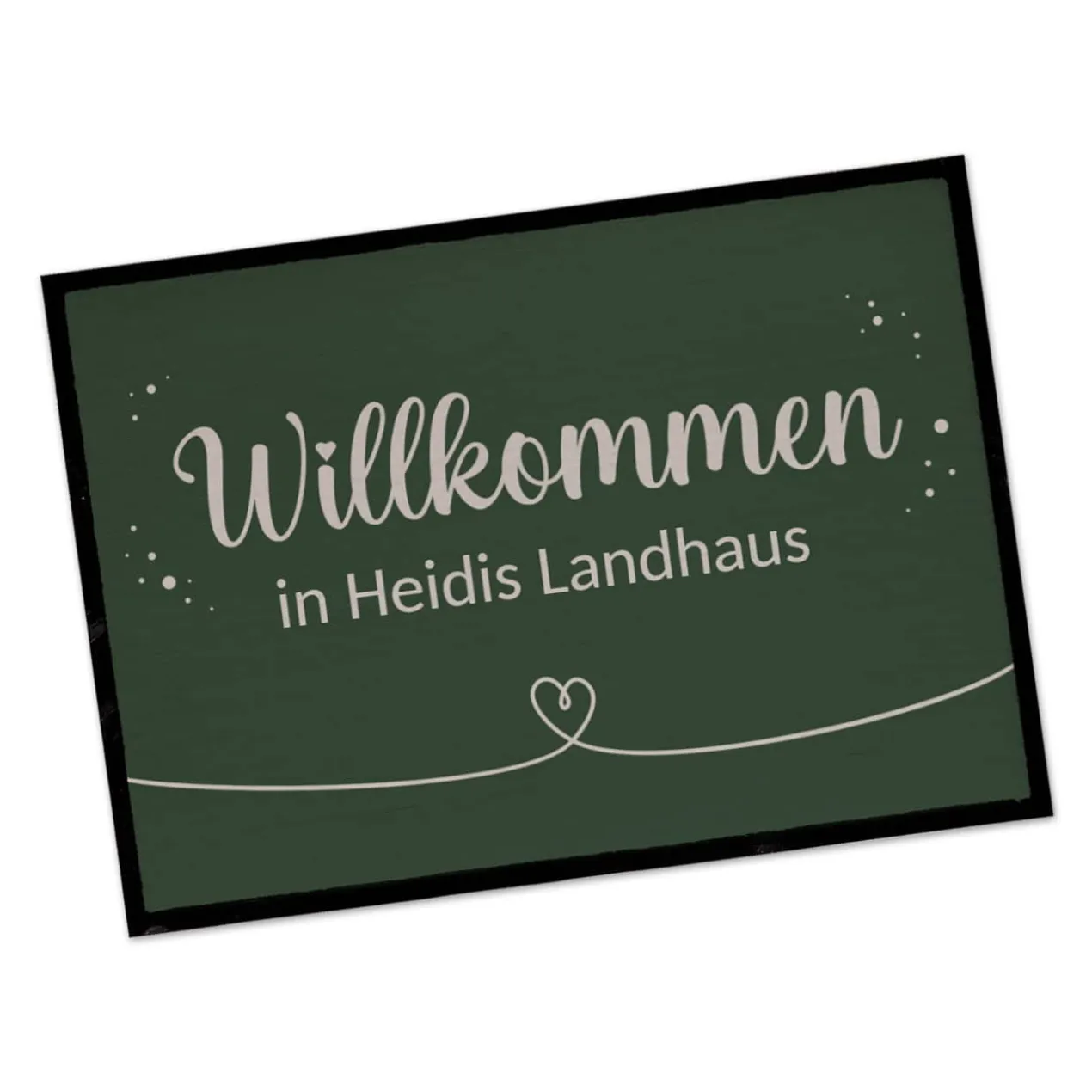 Willkommen Fußmatte mit Herz und Wunschtext