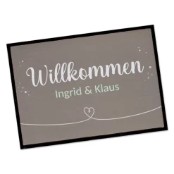 Willkommen Fußmatte mit Herz und Wunschtext