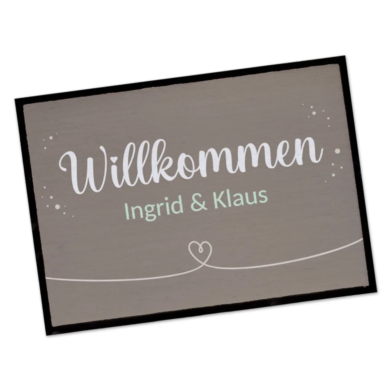 Willkommen Fußmatte mit Herz und Wunschtext
