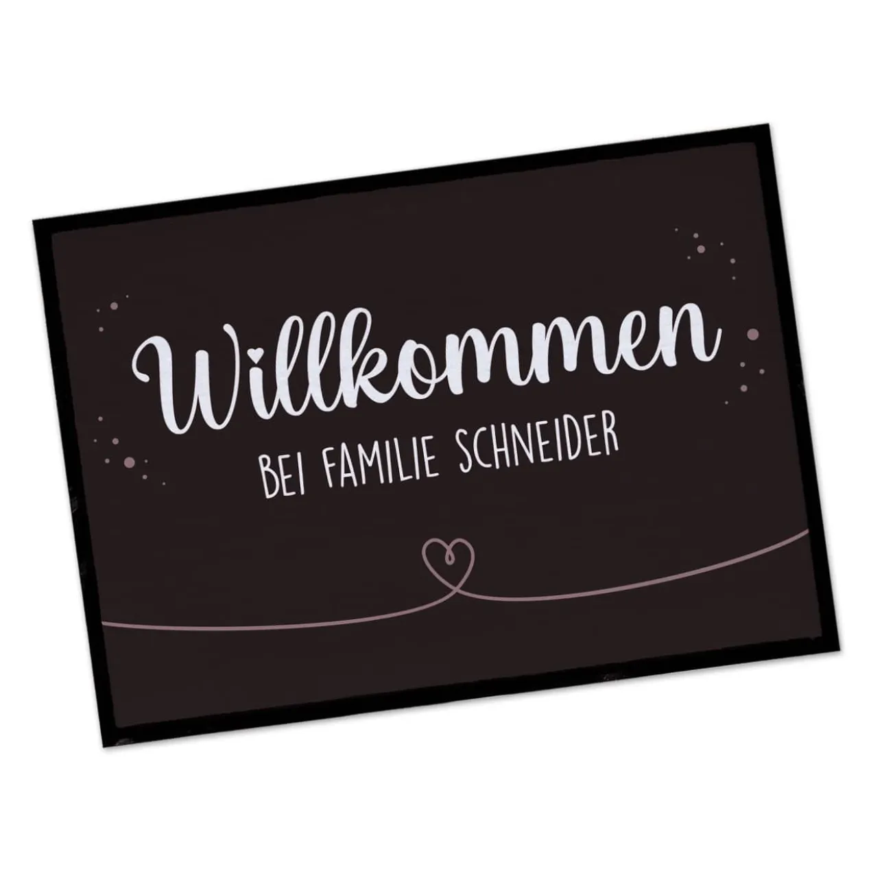Willkommen Fußmatte mit Herz und Wunschtext