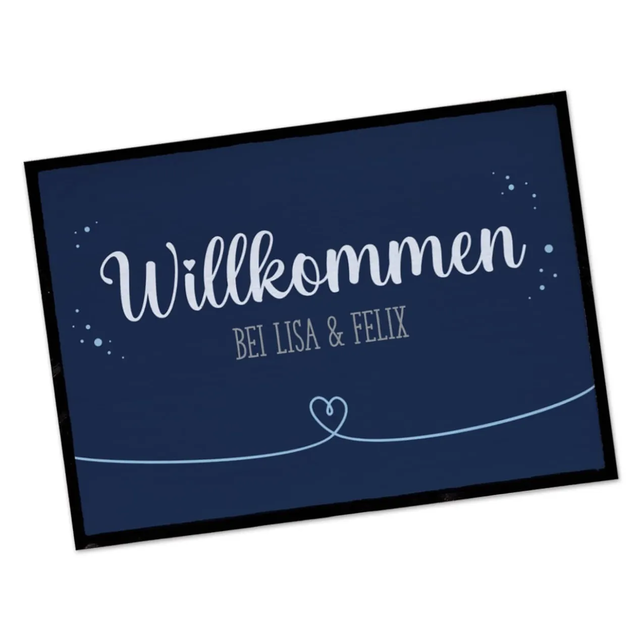 Willkommen Fußmatte mit Herz und Wunschtext