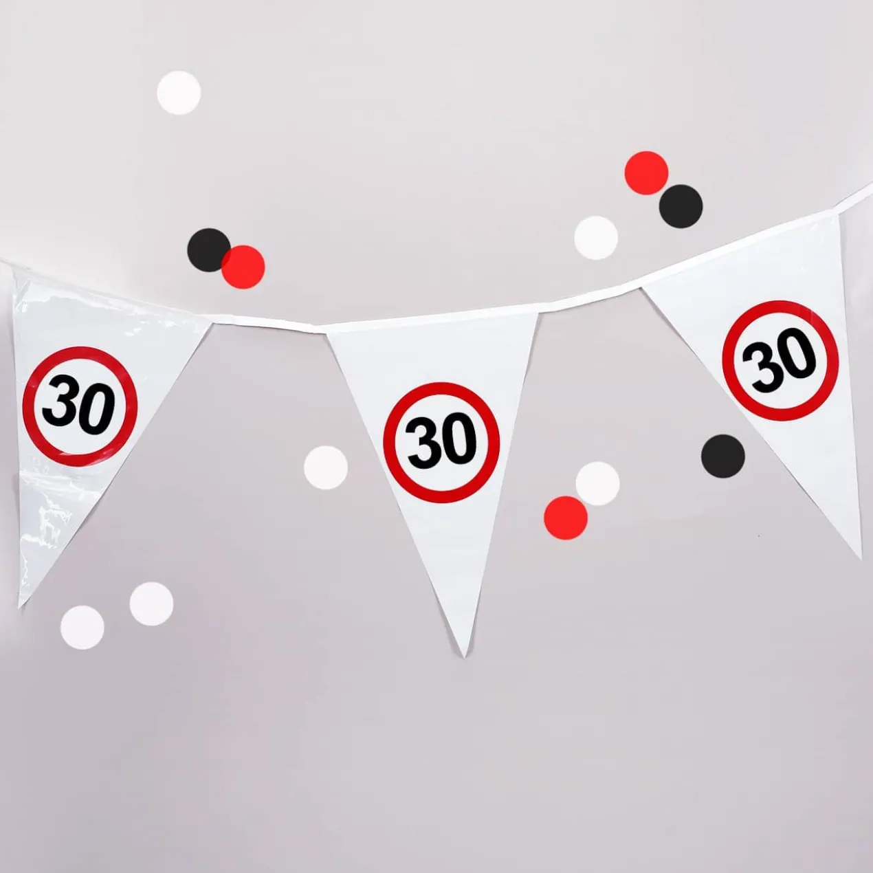 Wimpel-Girlande mit 30er Verkehrszeichen